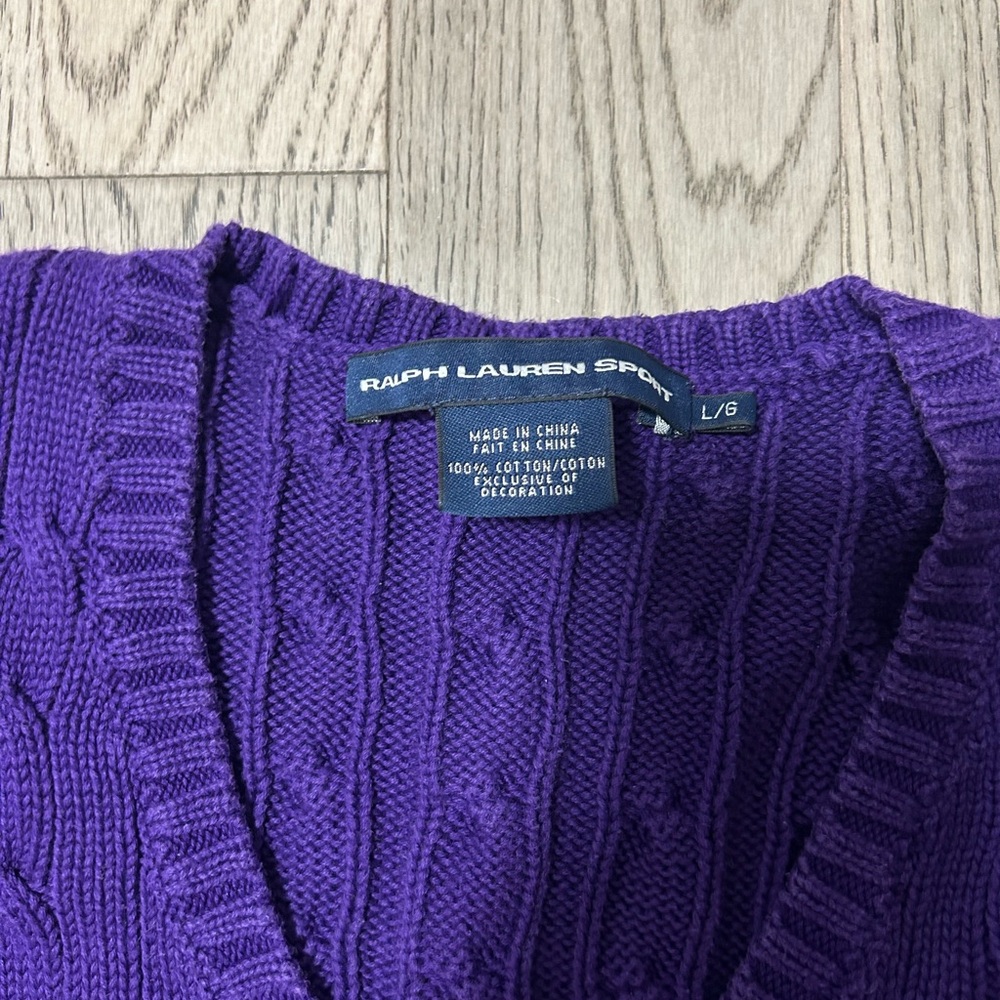 Vintage Ralph Lauren V-Neck Purple Sweater - Picture 2 of 4